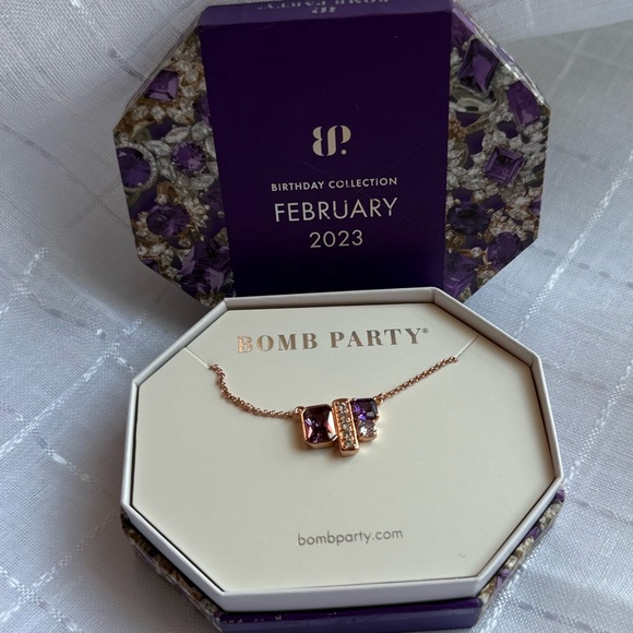 Bomb Party Jewelry - Bomb Party Trio of Beauty Rose Gold Amethyst Necklace
